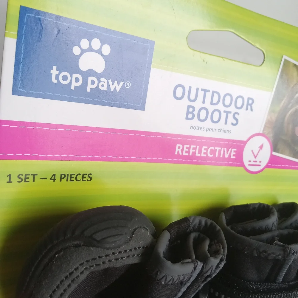 Top Paw Reflective Outdoor Dog Boots - Black